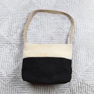 The Sak Crochet Shoulder Bag Small Black Cream Boho Minimalist Vintage Y2K Boho